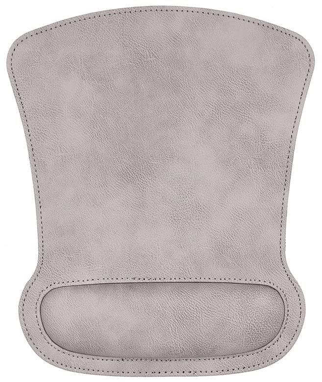 Meffort IncLeather Mouse Pad with Wrist Rest Support & Non-Slip Base, Durable Ergonomic Gaming Mousepad (Square, Gray)