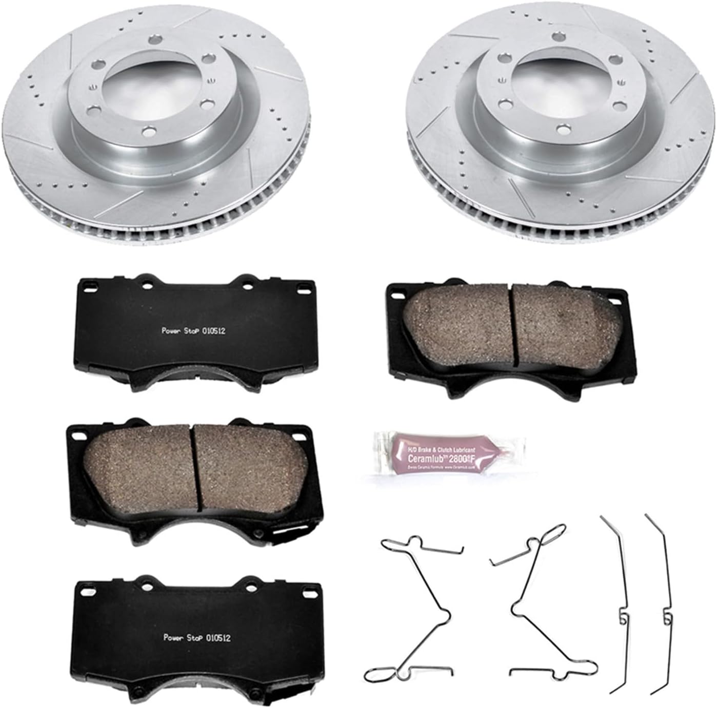 PowerStop Front Brake Kit For Lexus GX460 2010-23 | Toyota 4Runner 2010-24 - Drilled and Slotted Disc Rotors with Ceramic Brake Pads Replacement, K5873