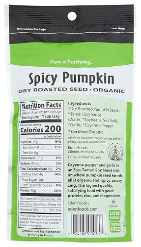 Miniatura 3 de Eden Foods, Semillas tostadas secas de calabaza orgánicas, picantes, 4 oz (113 g)