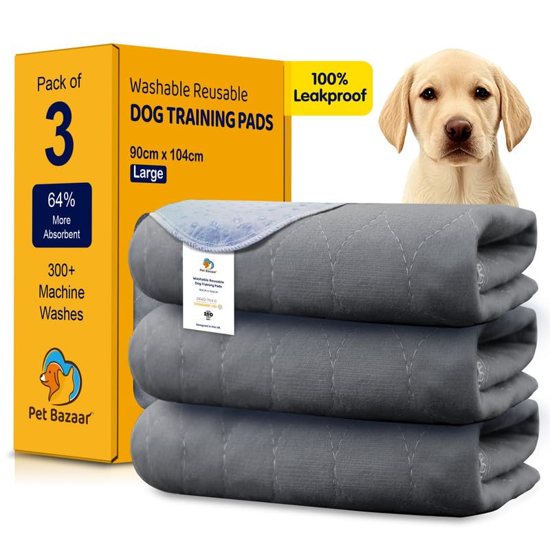 Washable Puppy Pads – Large Reusable Dog Pee Pad, Non Slip Waterproof Training Mat for Puppies, Incontinence Bed Pads, Puppy Pads, Dog Pads for Pee, Pet Mats, 90 x 104cm