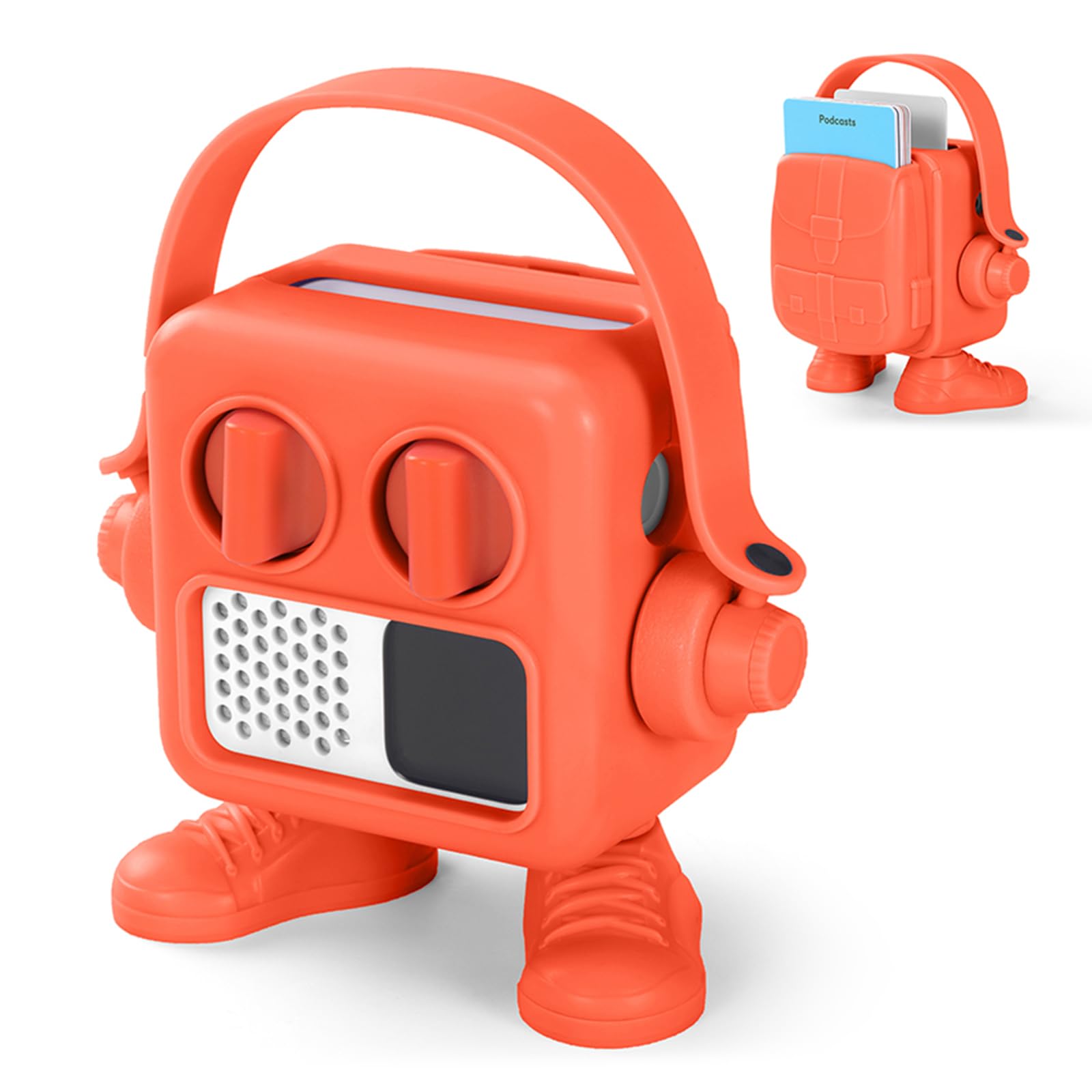 Coque rigide compatible avec Yoto Mini Player, étui de protection en plastique pour mini haut-parleur audio et cartes Auido (Orange)