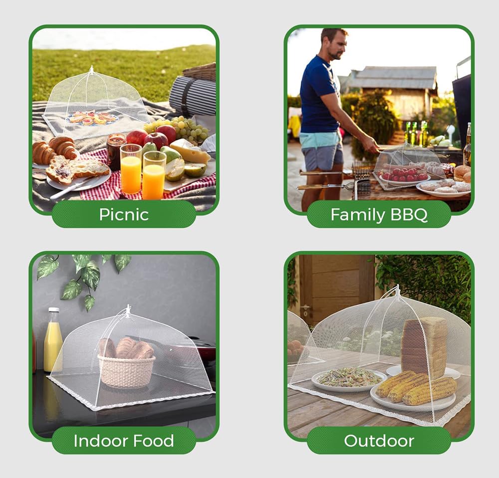 Roysmart Mesh Material Fly Cover, Pack of 2 Fly Covers for Food, Foldable Cake Cover, Fly Screen, Food Cover, Perfect Fly Protection for Food, Fruit, BBQ 4