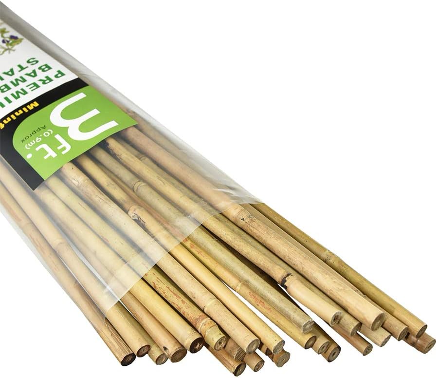 Mininfa Natural Bamboo Stakes 3 Feet, Eco-Friendly Garden Stakes, Plant Stakes Supports Climbing for Tomatoes, Trees, Beans, 25 Pack