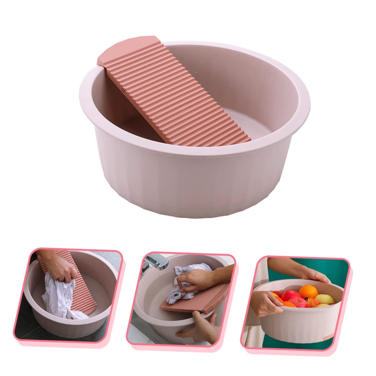 Bassine à Laver Planche à Laver, Grand Format Rose en Pp | Trempage du Linge et Nettoyage au Camping, Usage Multi-usage, Adaptée au Visage la Vaisselle