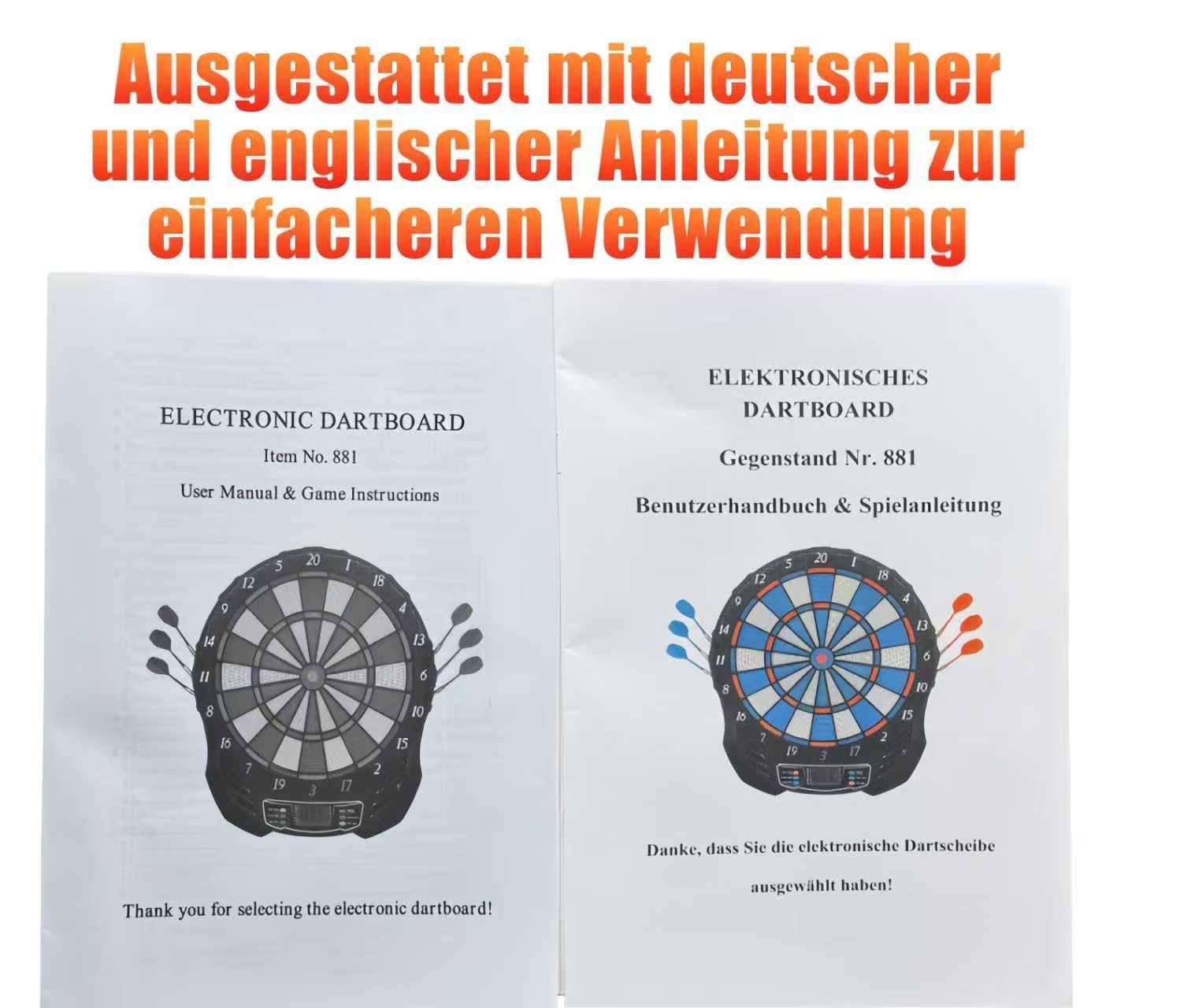 Elektronische Dartscheibe mit 2 Stromversorgungsmodi Dartboard mit 12 Darts,24 Ersatzspitze Dartscheibe Elektronisch mit 25 Spiele LED-Anzeigen,157 Variationen für 8 Spieler
