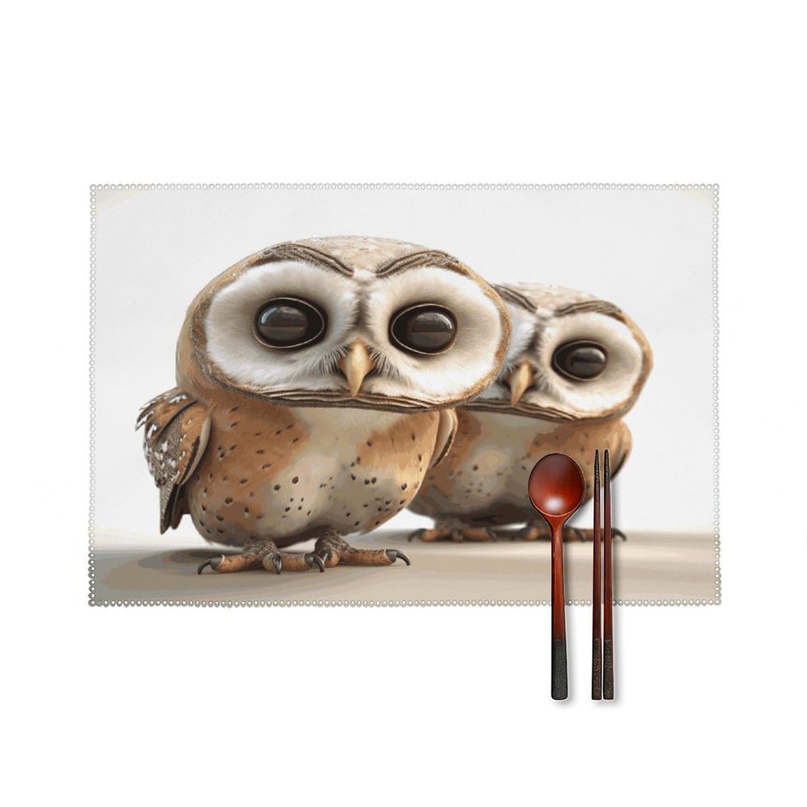 Fekiloot Style Funny Owl Placemats Set Of 6,Table Mat