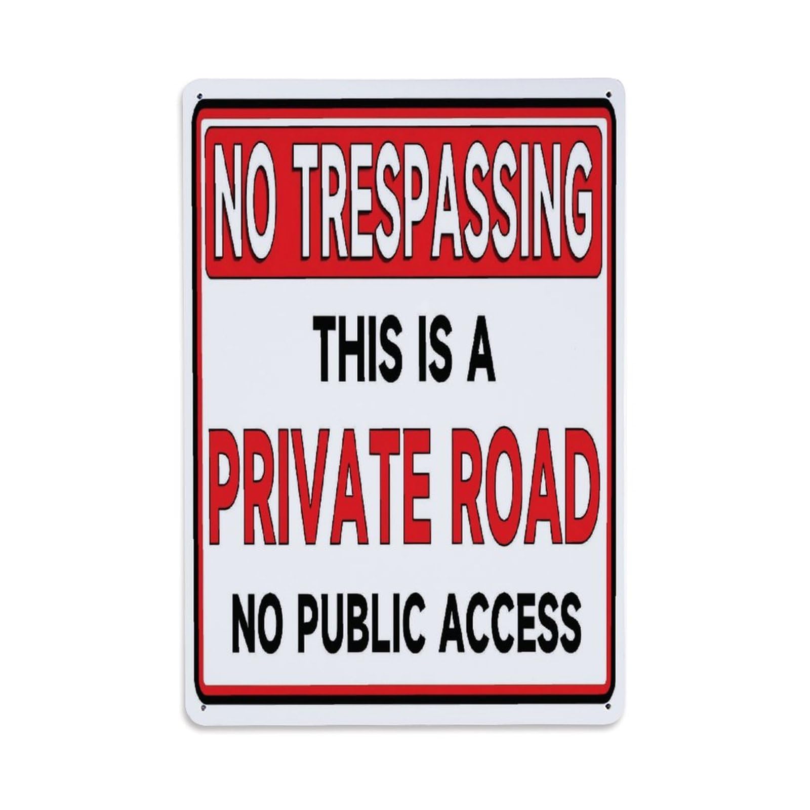 Ldfuieksufg Style No Trespassing Private Road No Public Access Metal Sign Vintage Aluminium Metal Sign, Retro Wall Decor For Home, Bar, Garage & Farmhouse 30X20cm