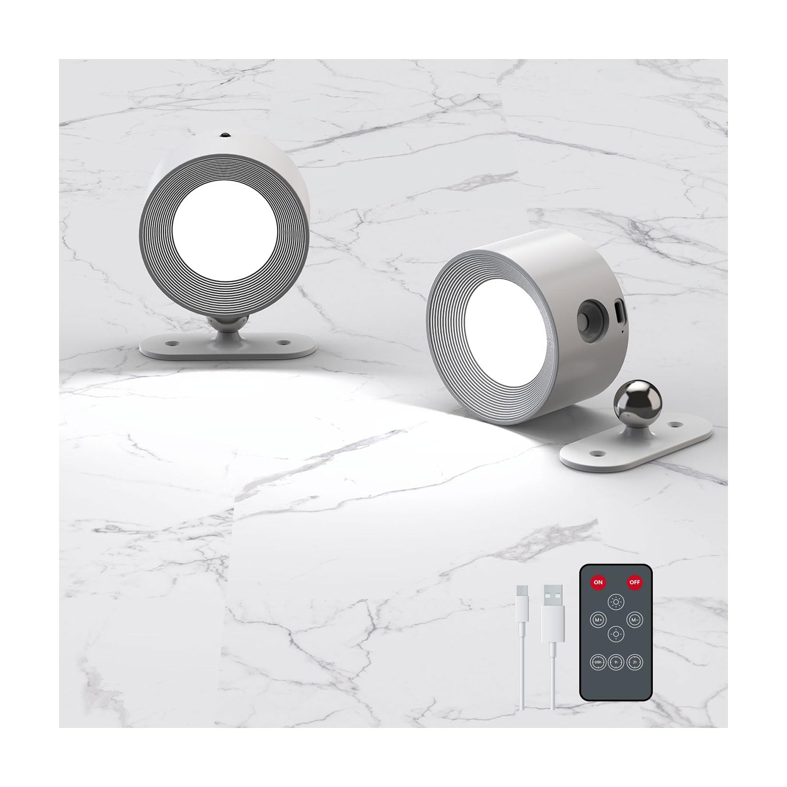 Photo 1 of Deyagoo 2PACK Romote LED Wall Sconce - Rechargeable Wall Light, 3 Colors & 3 Brightness Levels, 360? Magnetic Rotating Head, Bedside Reading Lamp, Easy Install Battery Operated Lamp White
