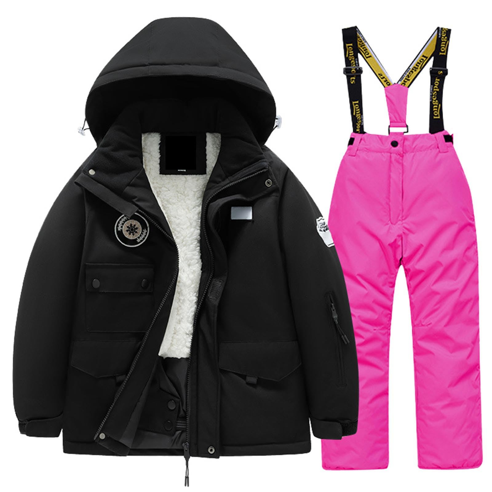 Genérico Traje de Esquí Infantil Chaqueta Pantalones Lana Múltiples Bolsillos Impermeable Abrigado Snowboard Invierno Niñas Equipación Deportiva Nieve