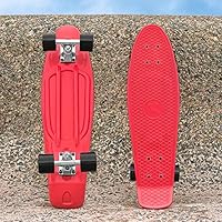 VICI Cruiser Skateboard – Lightweight & Durable with Non-Slip Deck – 22in or 27in [Optional Helmet + Pads] (Skateboard Only, 22in Red + Black)