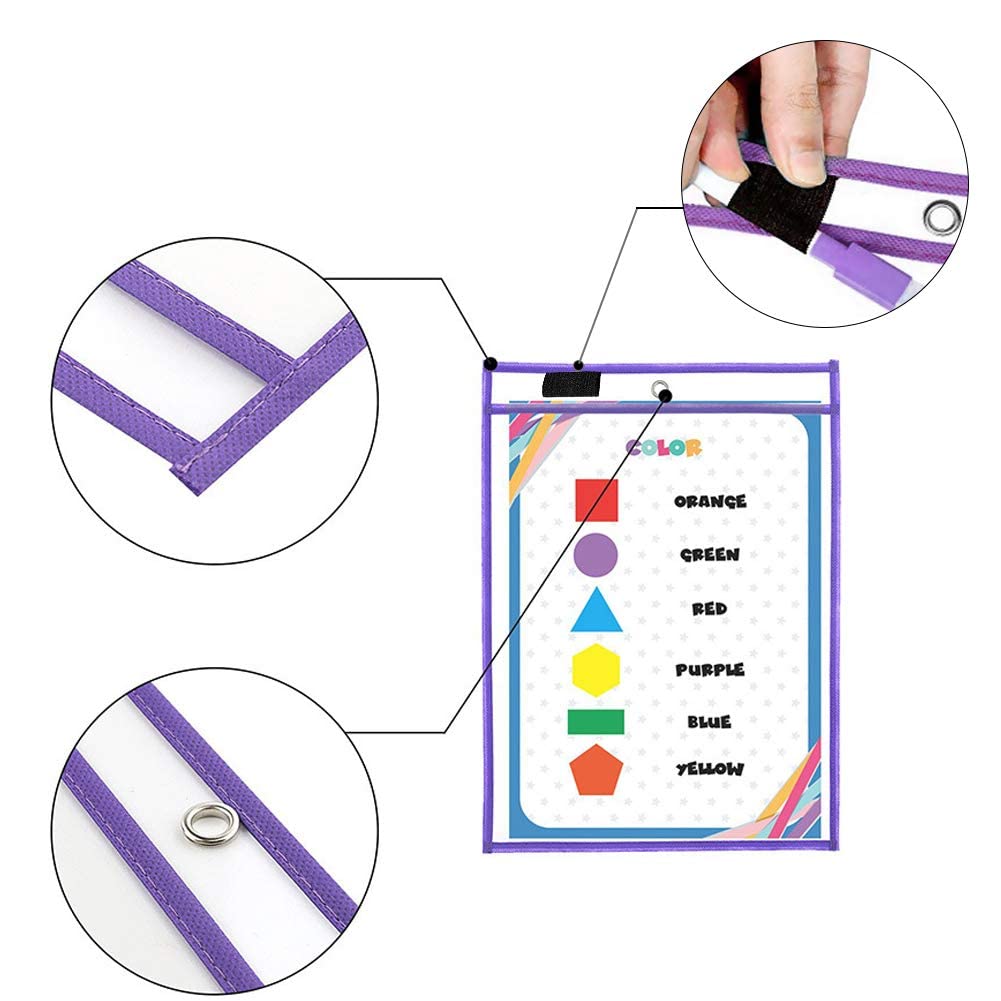 Classroom Teacher Supplies 30 Pack Dry Erase Pockets - 10x14" Reusable Sleeves With Markers & Erasers Classroom Must Haves - View #5