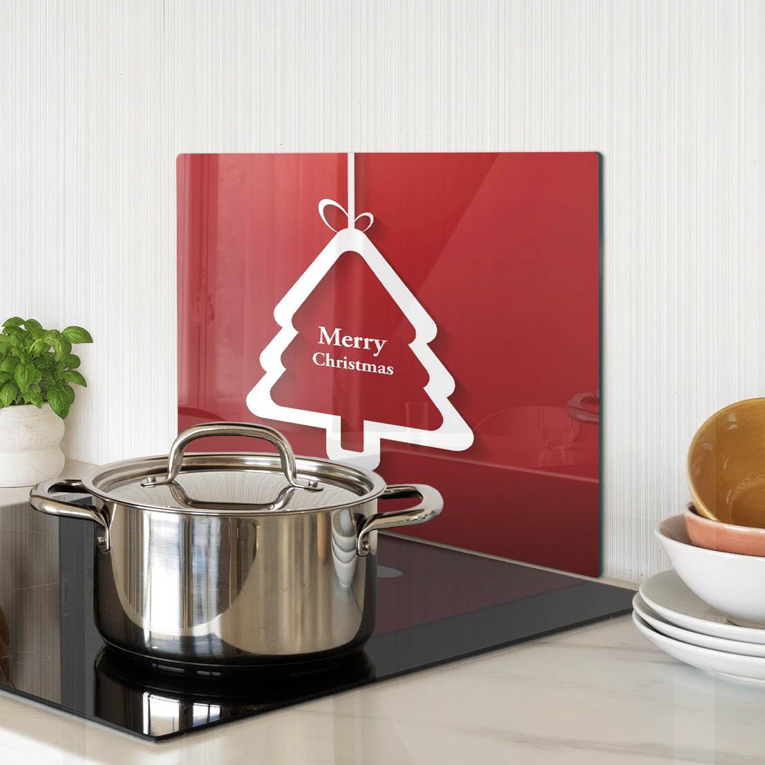 Tagliere e piastra di protezione in vetro 40x30 cm Albero di Natale