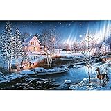 Bits and Pieces - 1000 Piece Glow in The Dark Puzzle - All is Bright by Artist James Meger - Winter Holiday Landscape - 1000 pc Jigsaw