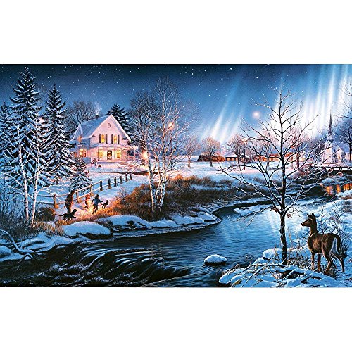 Bits and Pieces – 1000 Piece Glow in The Dark Jigsaw Puzzle for Adults – All is Bright by Artist James Meger - Winter Holiday Landscape, Completed Puzzle Size: 20
