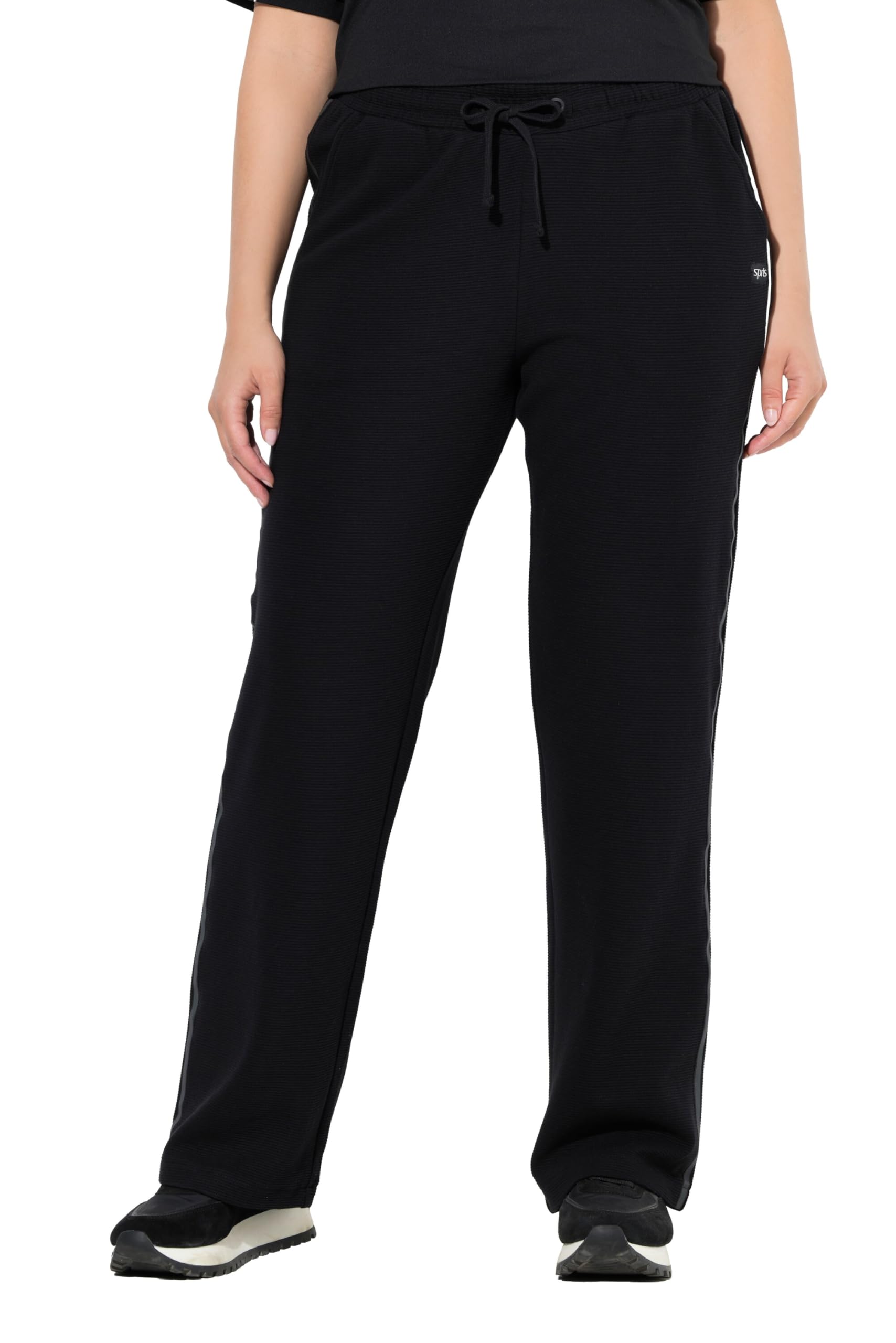 Ulla Popken Damen große Größen Übergrößen Plus Size Jogginghose, Ottoman, weites Bein, Reflektor, Elastikbund 845149
