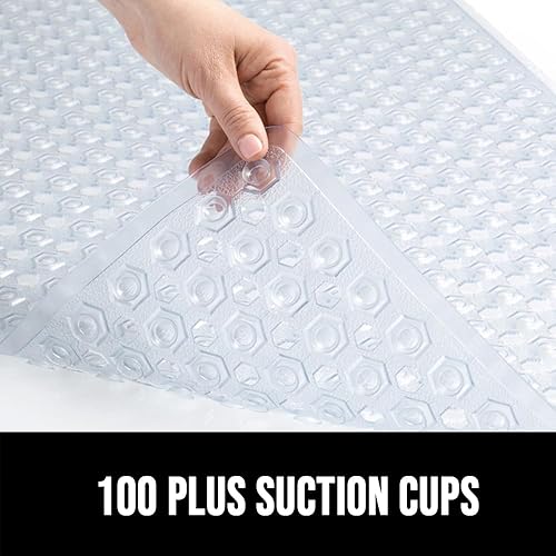 Miniatura 7 de Gorilla Grip - Alfombrilla de ducha patentada, 21 x 21pulgadas, lavable, cuadrada, para ducha con agujeros de drenaje, ventosas.