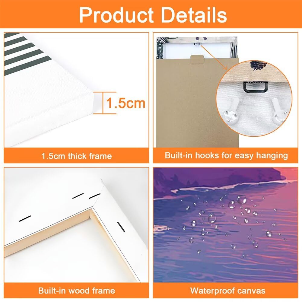 Wandbilder Landschaft 60x80cm, 3Pcs Leinwand Bilder Groß Wanddeko Wohnzimmer, Modern Leinwand Bilder mit Rahmen, Moderne Wandbilder Wohnzimmer Poster Set mit Haken, Wand Deko Schlafzimmer, -2334