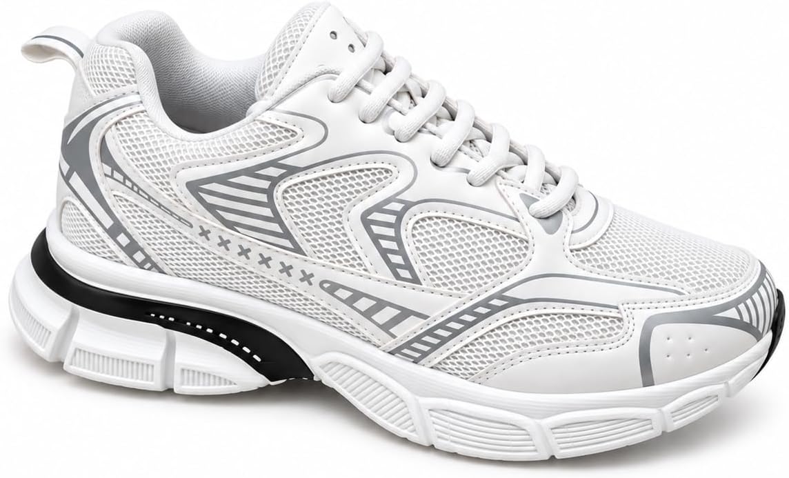 Men's Athletic Sneakers | Striped Side Panel Chunky Shoes | Multi Panel Layered Cushioned Midsole Sneaker | Flexible Walking & Everyday Comfort Sneakers | Everyday Fashion Sneakers (2656)