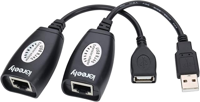 USB Extender - USB 2.0 to RJ45 Lan Extension Extender Adapter Over Cat5/Cat5e /Cat6 Cable