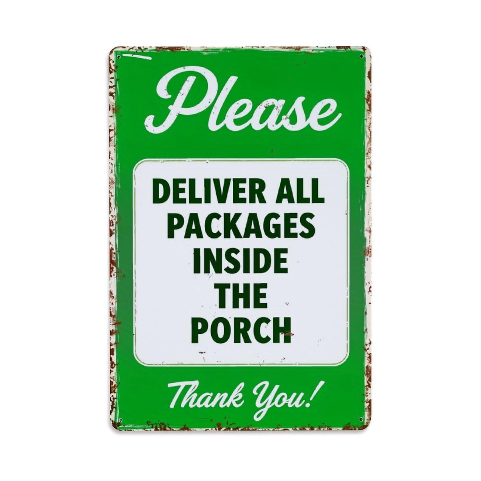 Nestemfo Vintage Please Deliver All Packages Inside Tin Sign Metal Sign, Living Room,Bar, Home, Bedroom Wall Decor,Retro Metal Poster 8X12 Inches