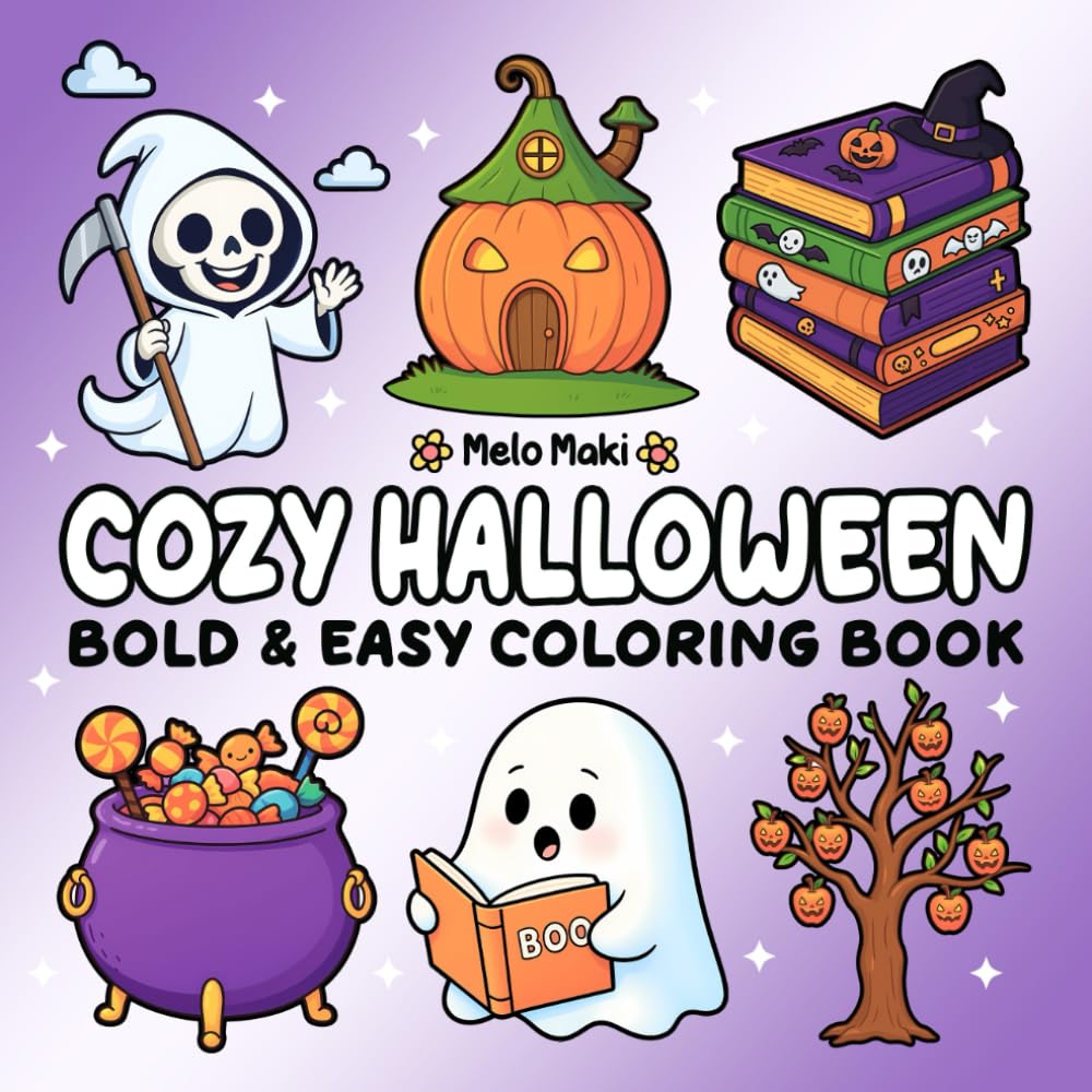 Cozy Halloween: Bold & Easy Coloring Book