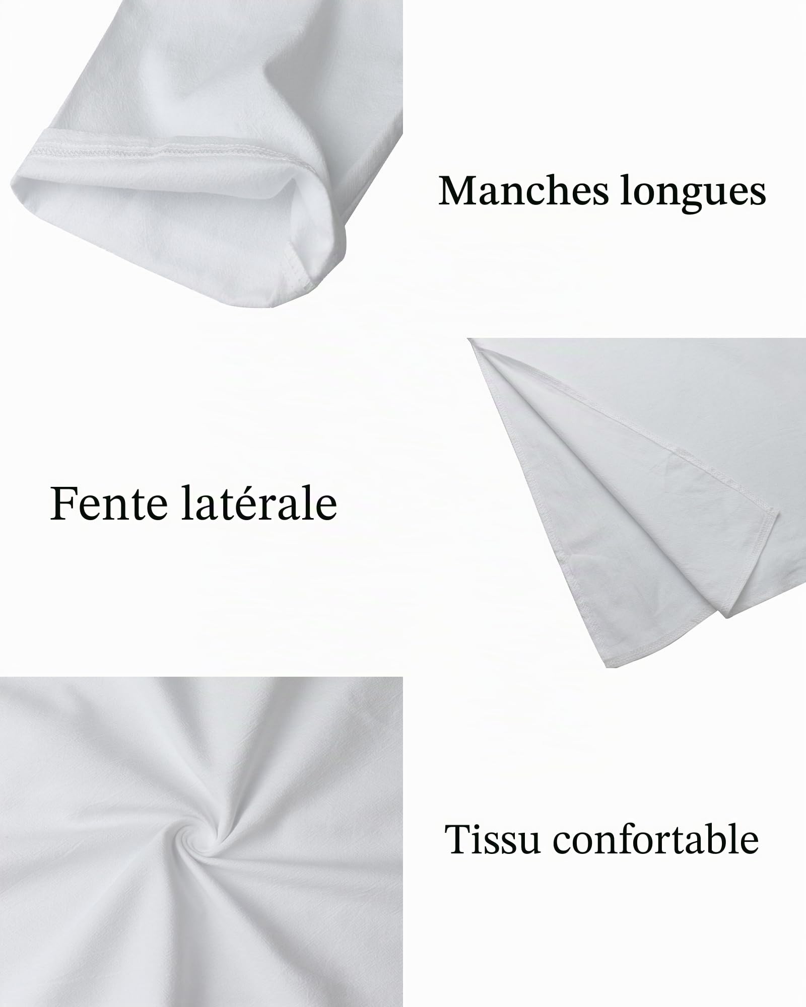 LVCBL Caftan pour Homme - Robe Musulmane - Col - Manches Longues - Boutonnière - Taille M à 3XL