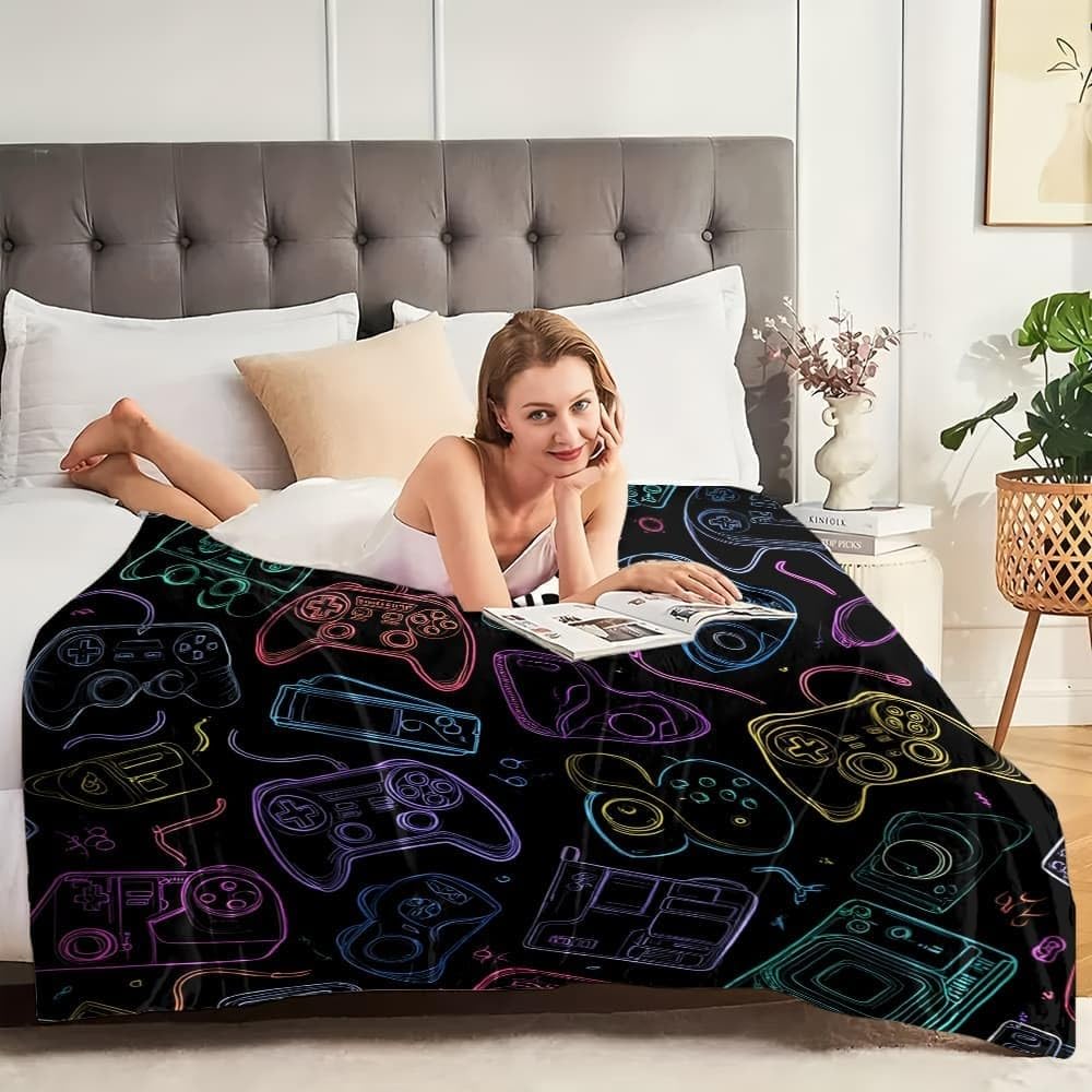 Coperta Carina Multifunzionale 180x220cm Coperta Divano Morbida Accogliente Colori Al Neon Coperta Copriletto Pelosa, Coperta di Flanella Blanket Stampe a Tema Gioco Coperta per letto Matrimoniale