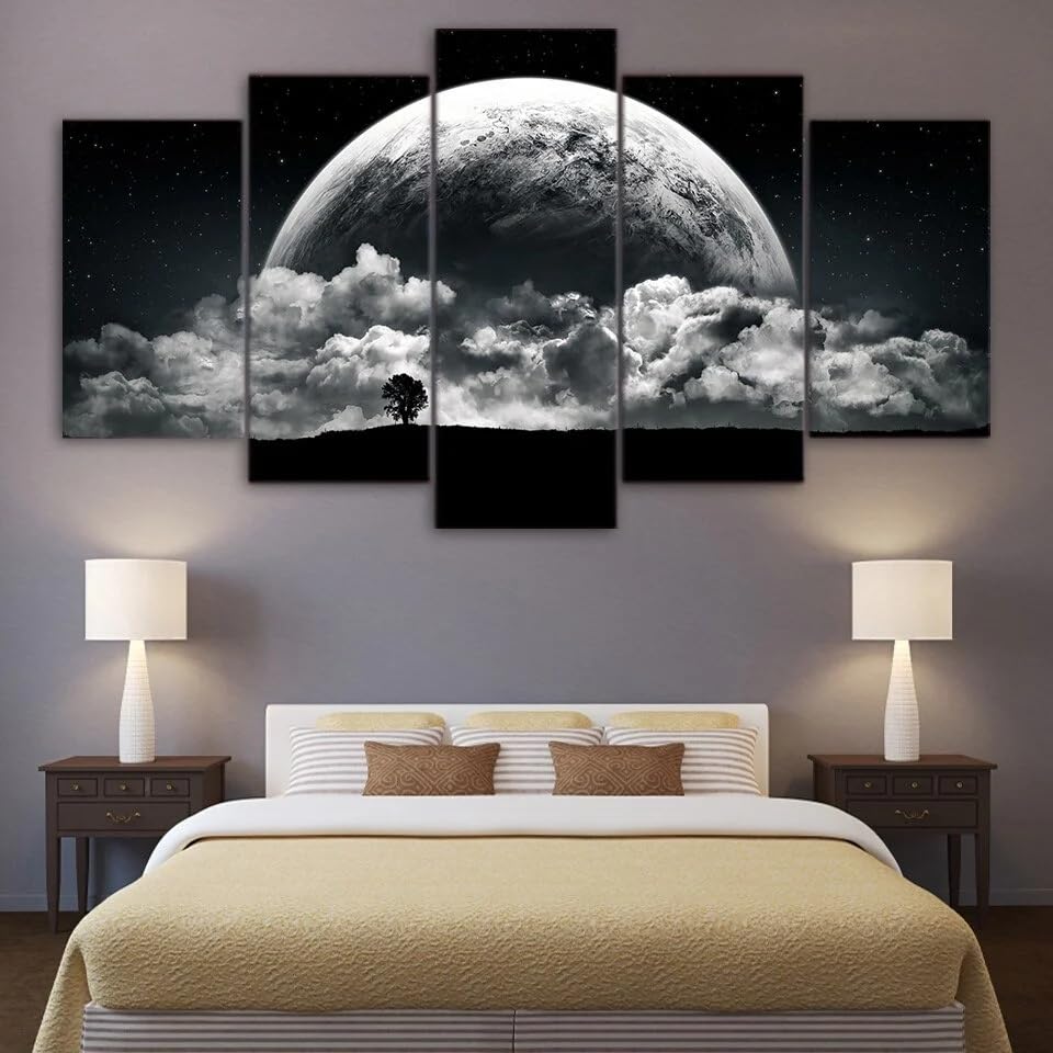 Tableau décoration murale salon Terre noir et blanc affiche poster mural 200x100