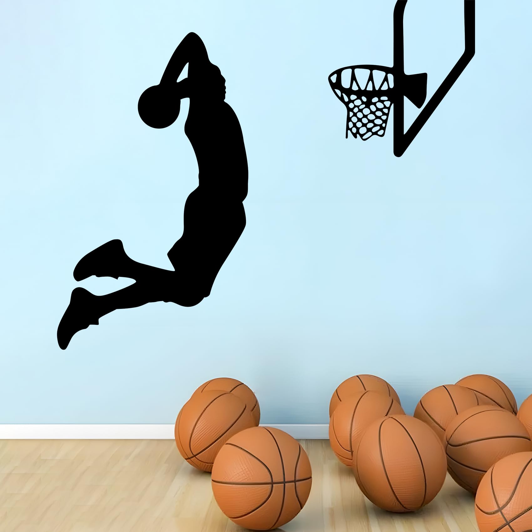 thovorrnl Basketball Dunk Wall Decals Basketball Player Wall Stickers, Playing Basketball Vinyl Art Wall Sticker for Basketball Fans Bedroom Dorm Room Playroom Stadium Gym Home Decoration