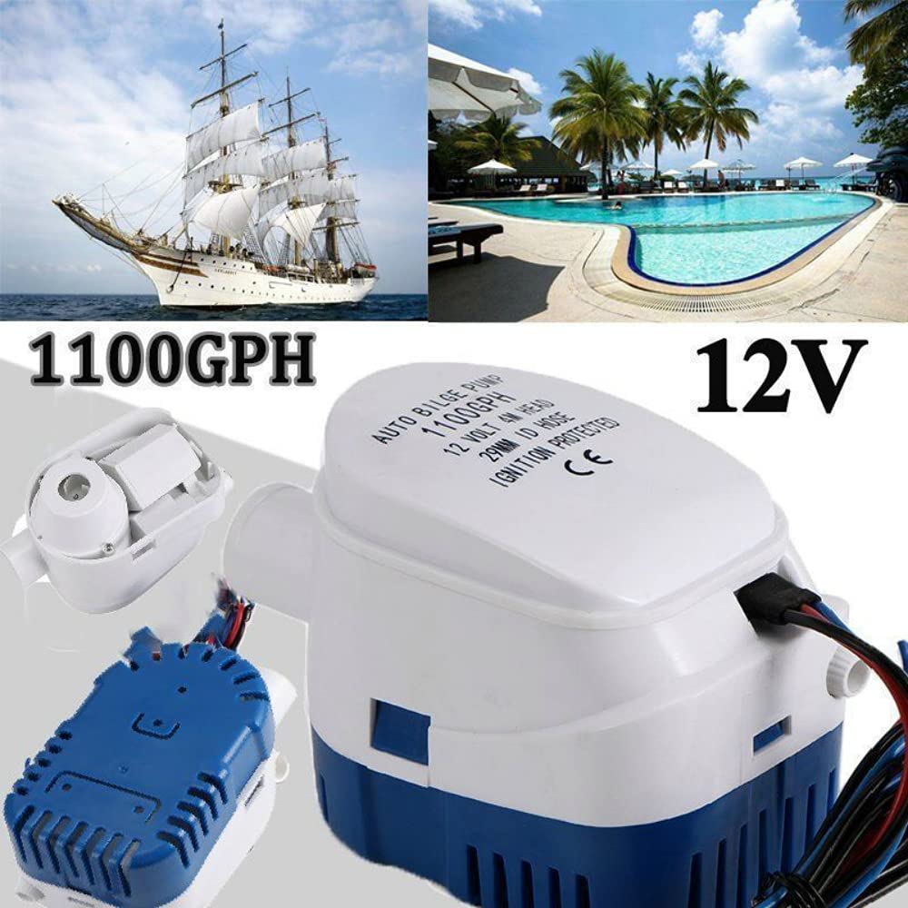 Pompa sommergibile per pozzetto Pompa di sentina 12V 1100GPH Pompa acqua marina automatica for barche con interruttore a galleggiante Pompa sommergibile for barche a motore Idrovolante Pompa di trasfe