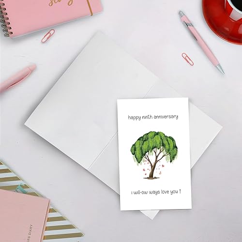 Miniatura 3 de SuperShunhu Divertida tarjeta de 9 aniversario para marido y esposa, tarjeta de noveno aniversario de Willow, tarjeta de aniversario de 9 años,