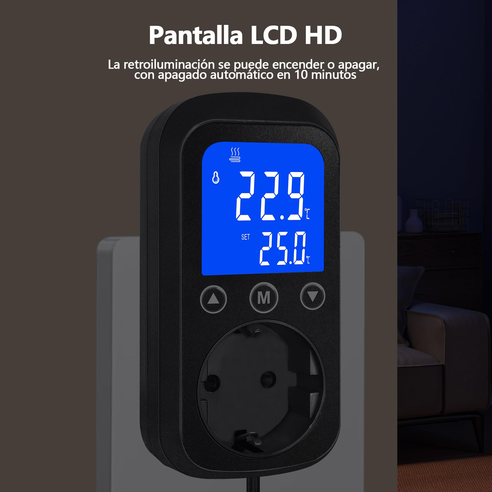 KETOTEK KT2000 Controlador de Temperatura Digital con Sonda Impermeable – Termostato de Enchufe para Calefacción y Refrigeración – para Reptiles, Acuario, Terrario, Invernadero