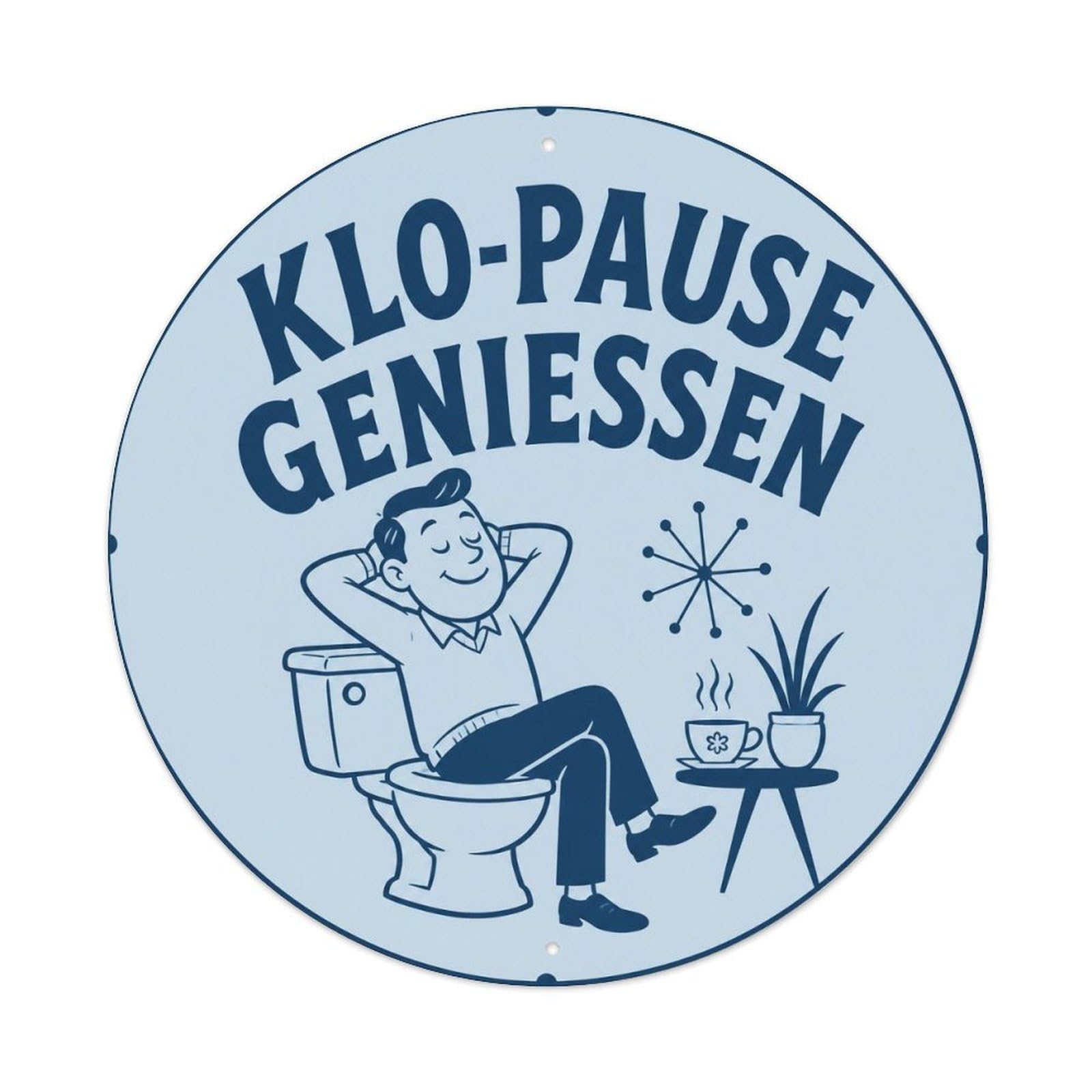 German Toilet Break Bathroom Humor Blue Reading Chair Metal Tin Sign
