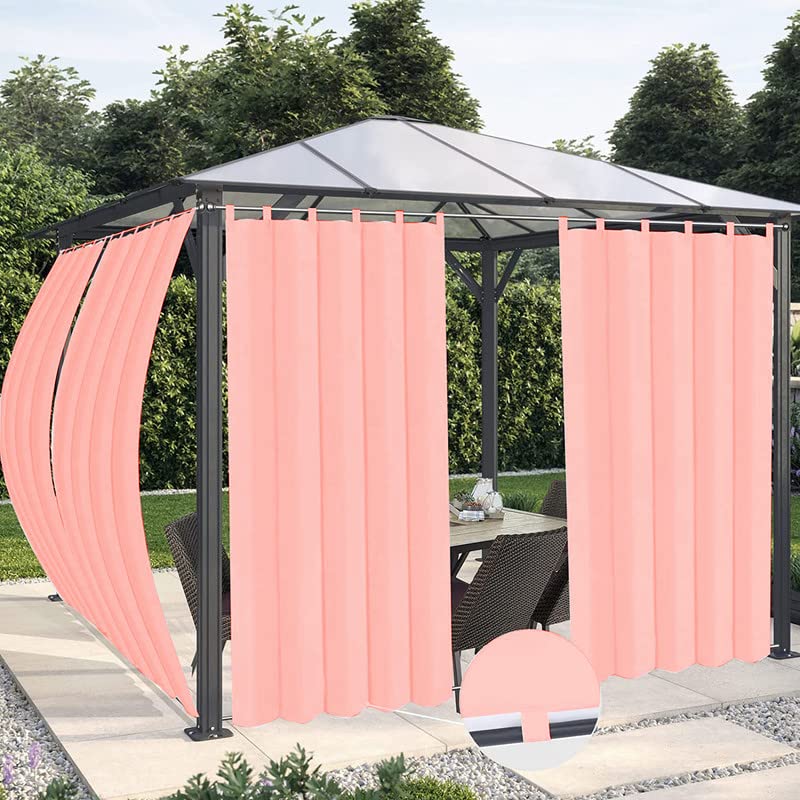 Duronet - Waterproof & Sun Blockage Tab Top & Bottom Back Tab Fixed Windproof Blackout Outdoor Curtains (Pink, 4.5 X 6 Feet, Polyester), Pack of 2-image-33