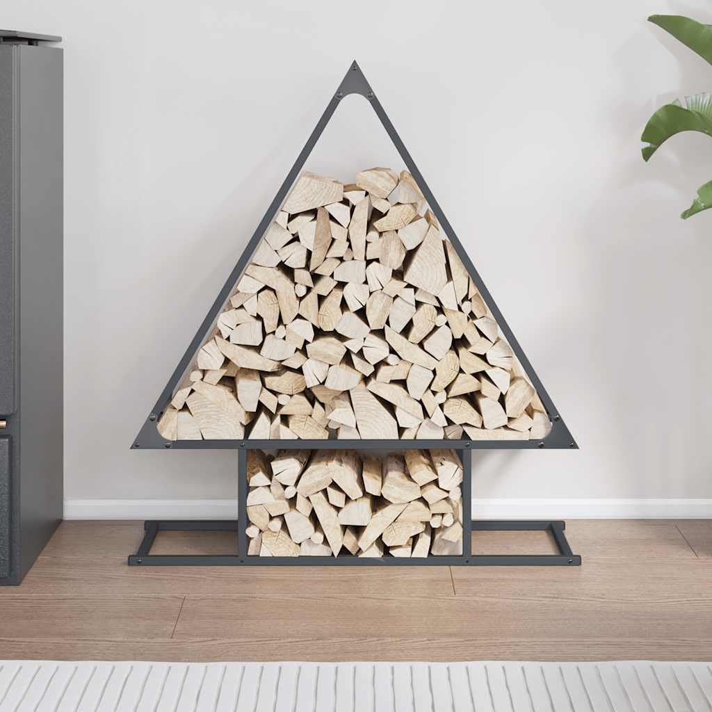 Gecheer Rastrelliera per Legna da Ardere Antracite 80x25x90 cm,Portalegna,Porta Legna,Legnaia da Esterno,Scaffale Portalegna,Scaffale per Legna da ardere,Portalegna da Interno,P864317