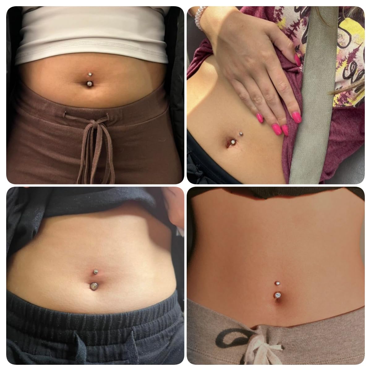 Kolczyk do pępka ze srebra wysokiej próby 925 6/8/10/12/14 mm biżuteria do piercingu z kryształami