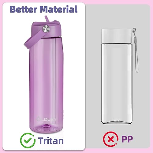 Miniatura 3 de OLDLEY Botella de agua de 32 onzas con popote, botella de agua deportiva a prueba de fugas con correa de transporte, botellas de agua grandes sin