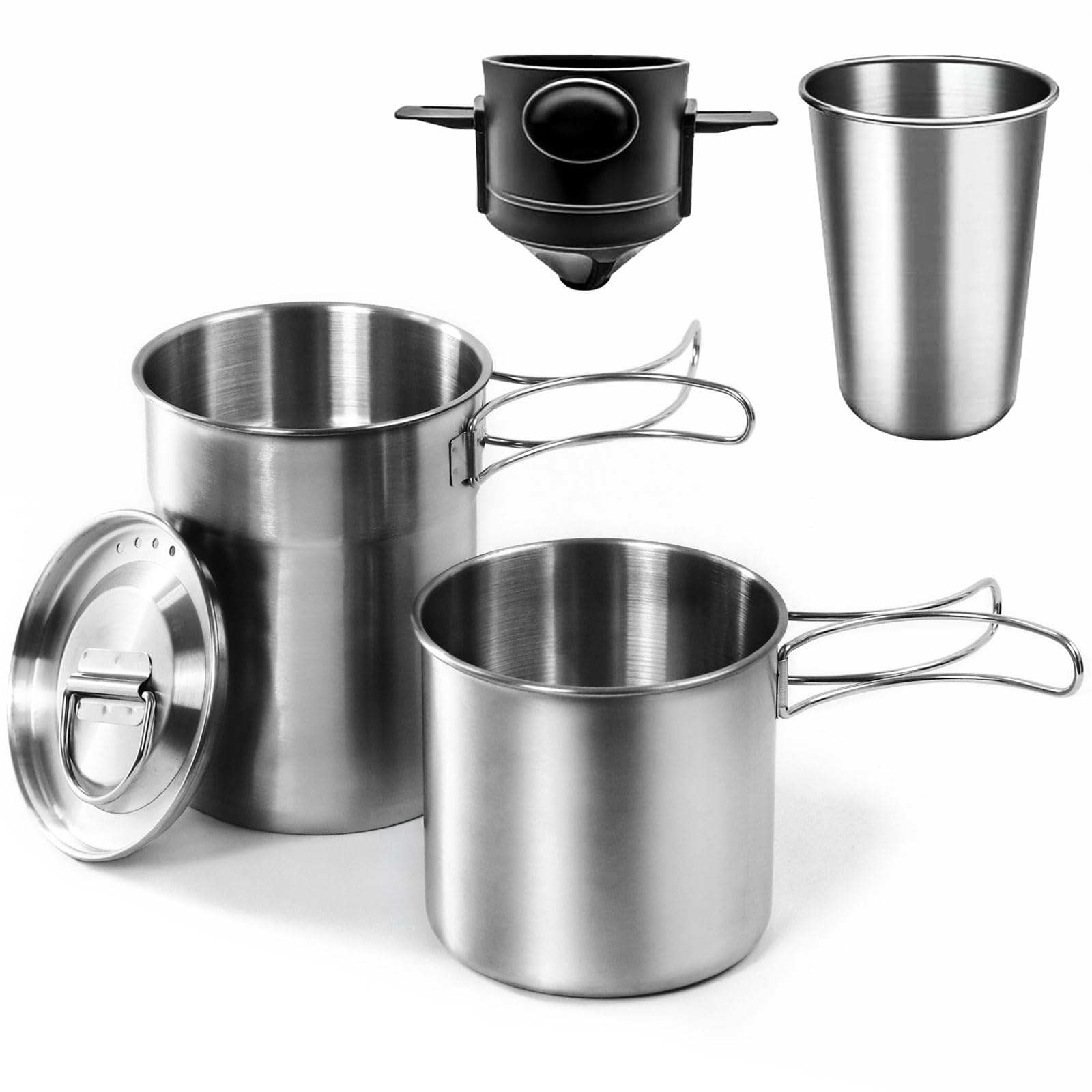 KOKKOYA 2 Piece Set Foldable Camping Cups & Mugs Camping Pot Cookware 304-Foo