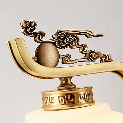 Miniatura 6 de JITEM Lámpara de Mesa - Lámpara de mesa de nube china, rústica, de cobre, E27, lámpara de mesita de noche vintage dorada, lámpara de escritorio,