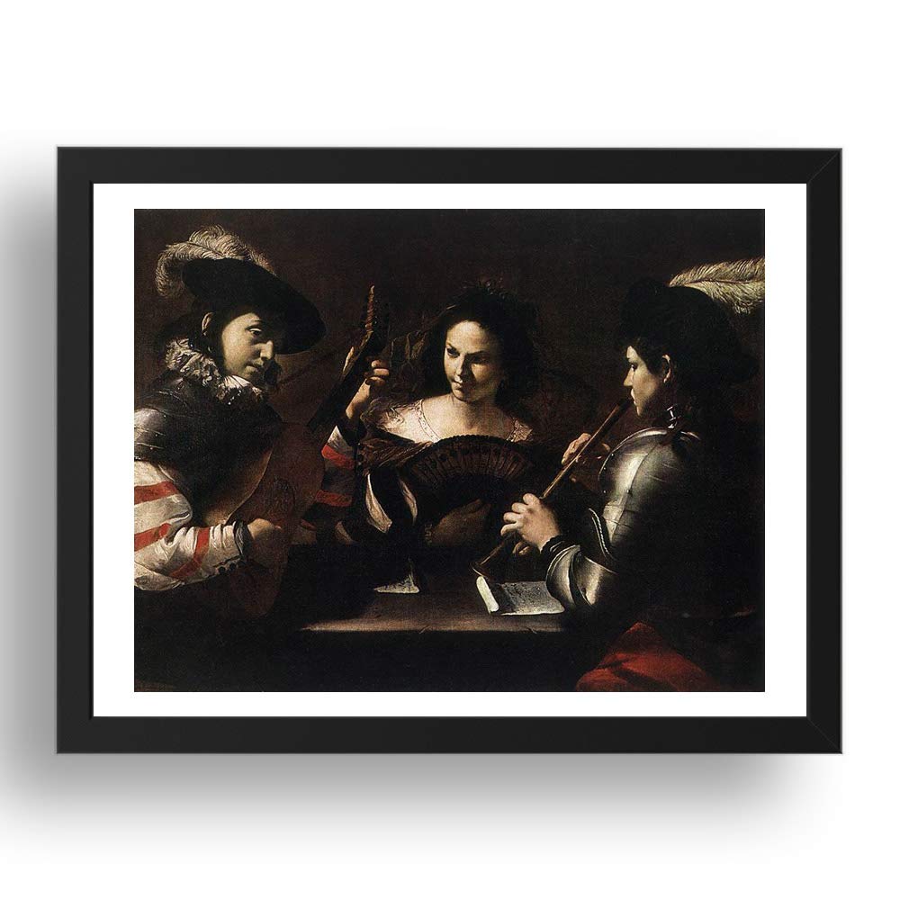 Preti Mattia: Konzert, Vintage-Kunst, A2, 61 x 43 cm, schwarzer Rahmen