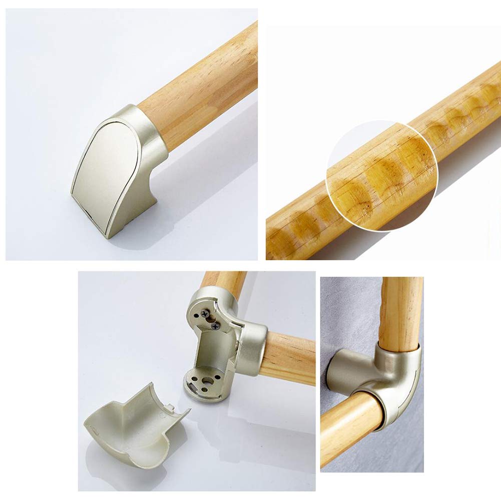 Barra de agarre de seguridad para baño de madera, barra de apoyo de soporte en ángulo en forma de L, pasamanos de ducha de bañera para mujeres mayores, discapacitadas o embarazadas(70×70cm)