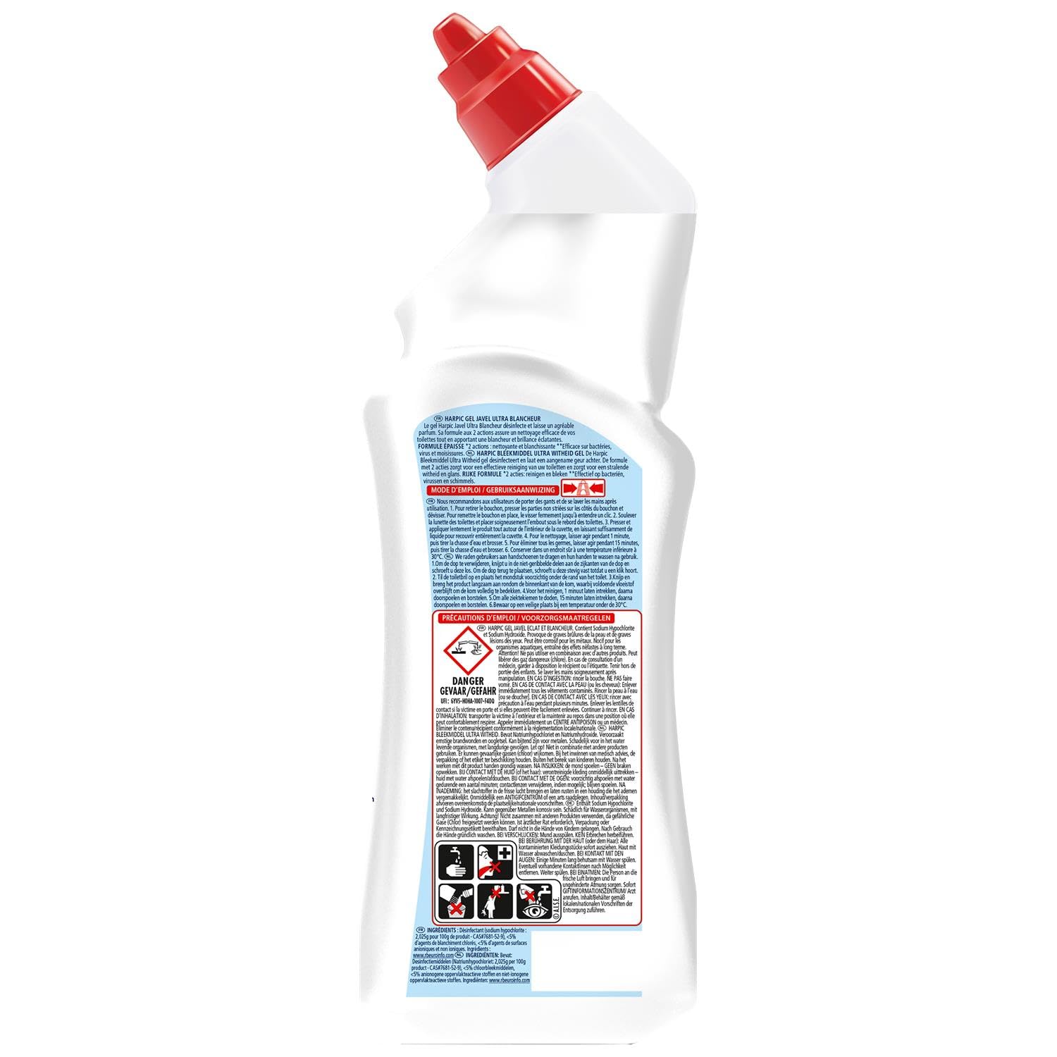 Harpic Lot de 6 Gels WC Javel Ultra Blancheur - 750 ml