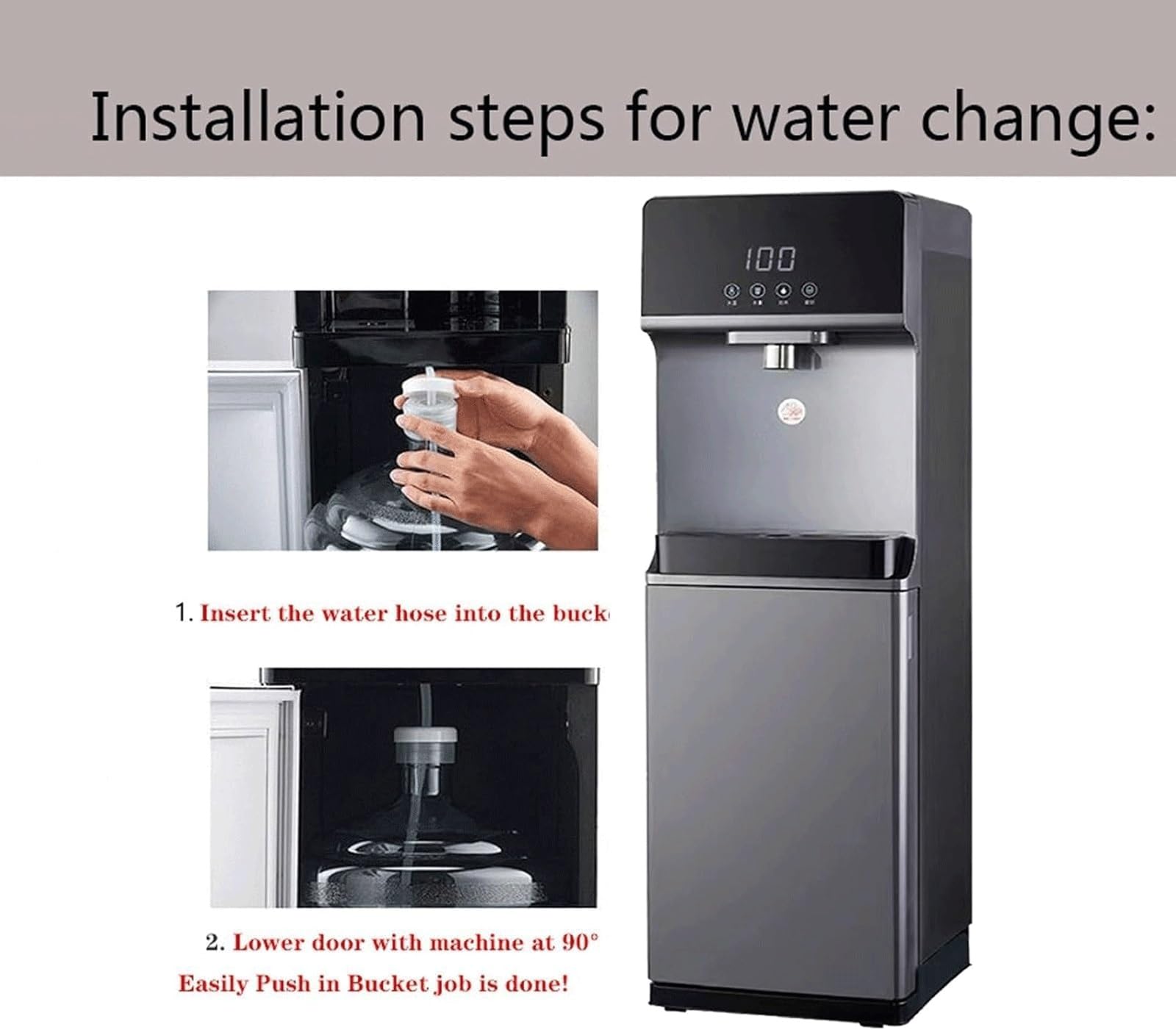 Bodenstehender Wasserspender Mit Intelligenter Kindersicherung,Heiß-/Kaltwasserkühler,einstellbare 5-Segment-Temperatur for Wohnzimmer,Büro,gewerbliche Nutzung,EIS Und Warm(Grey)