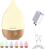 GOYOUTON 200ml Essential Oil Diffuser: Quiet Ultrasonic Aromatherapy Humidifier with 7 Color LED Lights, Auto Shut-Off for Home Office Bedroom
