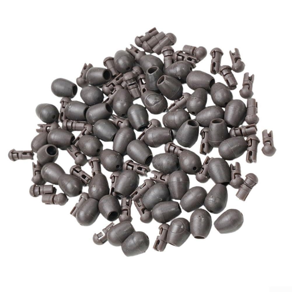 Quick Change Beads for Carp Fishing, Nylon ABS Shock Bead & Feeder Line Stopper, Hooklength Change Running Leger Tackle Accessories(L Brown 50pcs)