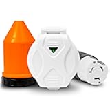 True Mods 50A RV Power Inlet Shore Power OutletSupply Kit + Twist Lock Cord Boot Protector & 50 Amp Receptacle Plug for Van Camper [NEMA SS2-50 125/250V] [Low Profile] [LED Indicator] [ETL] - WHITE