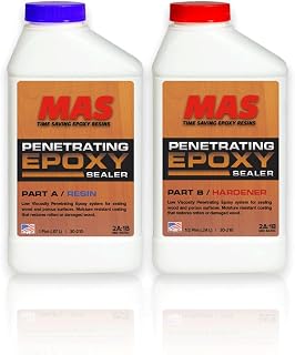 MAS Penetrating Epoxy Wood Sealer Resin Kit, 1.5 Pint 2-Part - Stops Rot, Seals Countertops, Restores Boats & Hardwoods