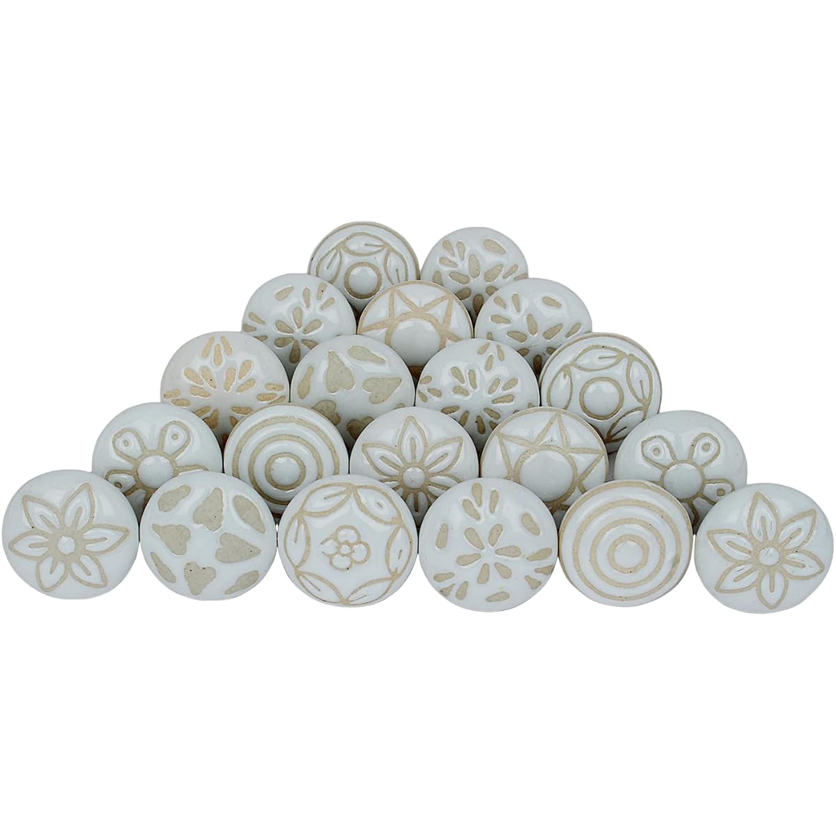 Juego de 20 Pomos de Cerámica Blanca Vintage para Cómoda Cajón Armario Cocina