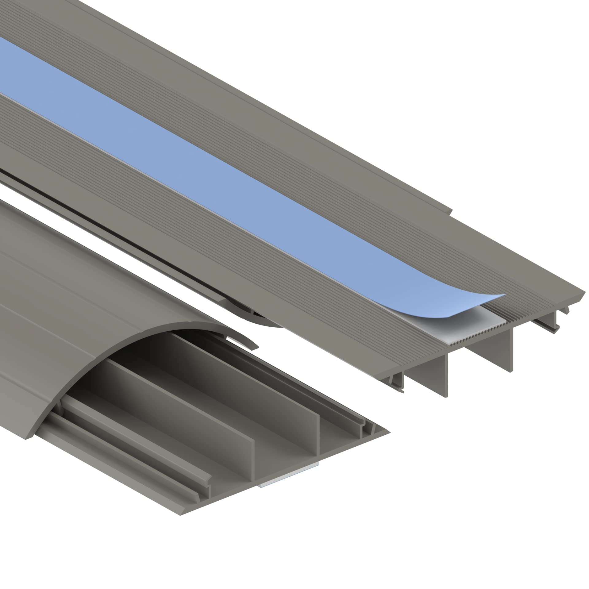 Habengut - Guida cavo per pavimento, in PVC, grigio, cavo semicircolare per un massimo di 3 cavi/larghezza 7,5 cm, lunghezza 1 m