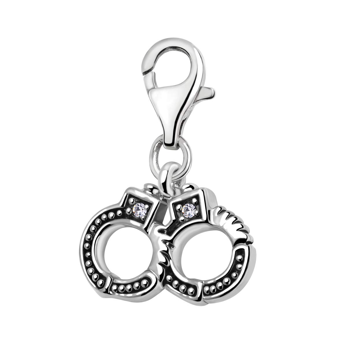 Charm Charm Vitr Zirconia 3D Handcuffs Silver Plated Women's Charm Bracelet Jewelry-image-36